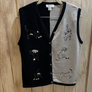Christopher Banks- Vintage Sweater Vest Cotton Blend Playful Pups